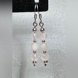 Sterling Silver, Moonstone and White Jade Beaded Earrings by Shanstones